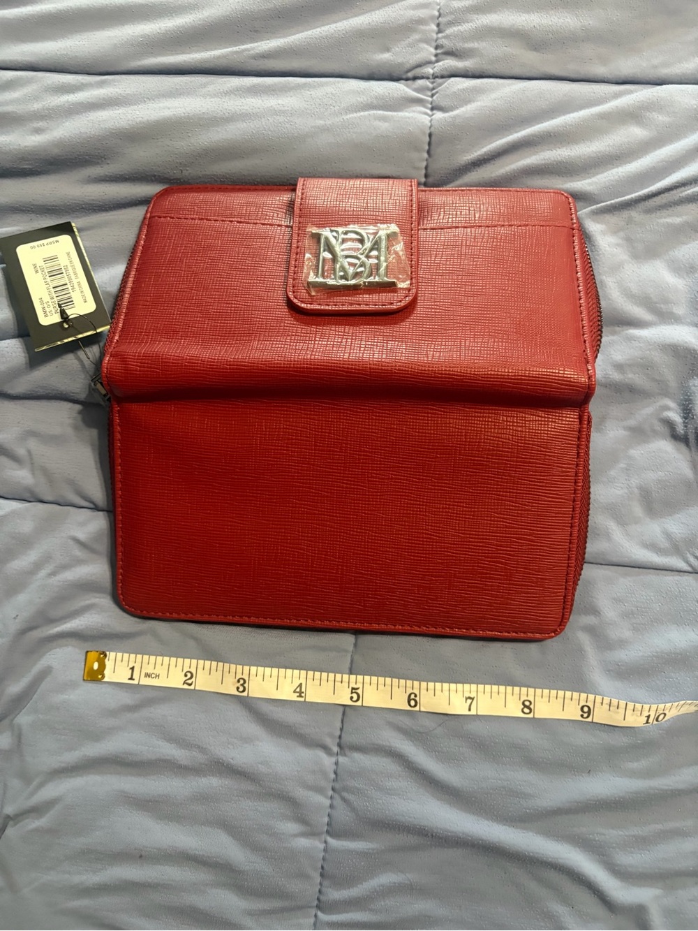Badgley Mischka Red Textured Leather Wallet Clutch